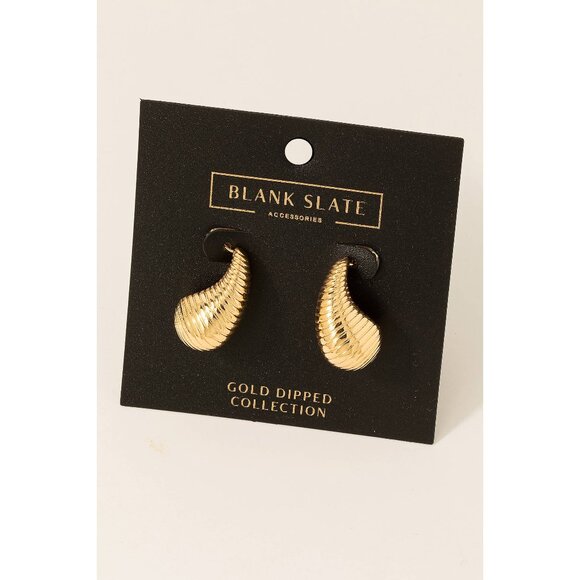 Blank Slate Jewelry - Gold Dipped Ribbed Teardrop Earrings
